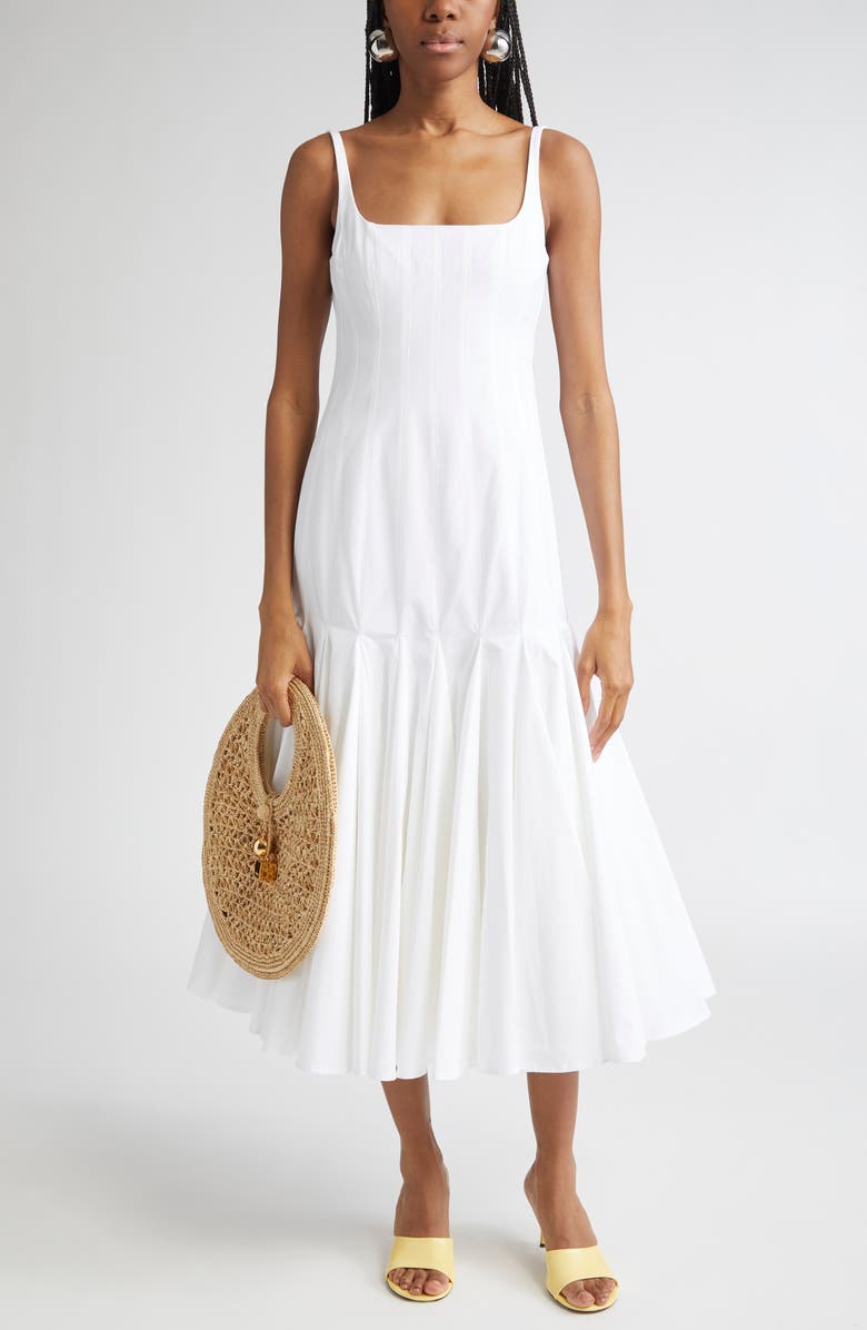 La Robe Agave Drop Waist Cotton Poplin Midi Dress