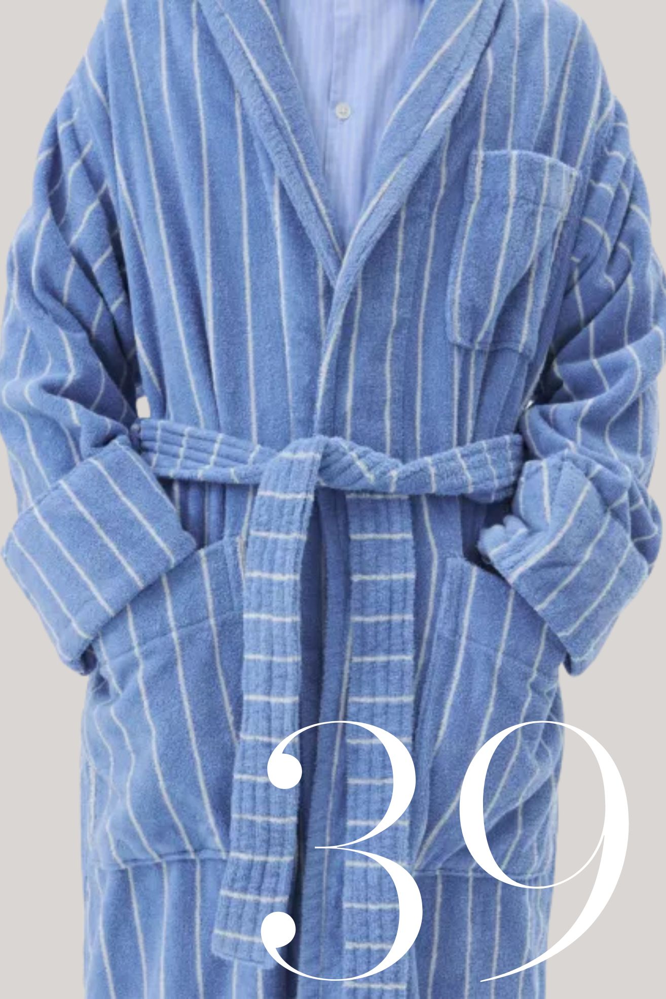 TEKLA blue striped robe