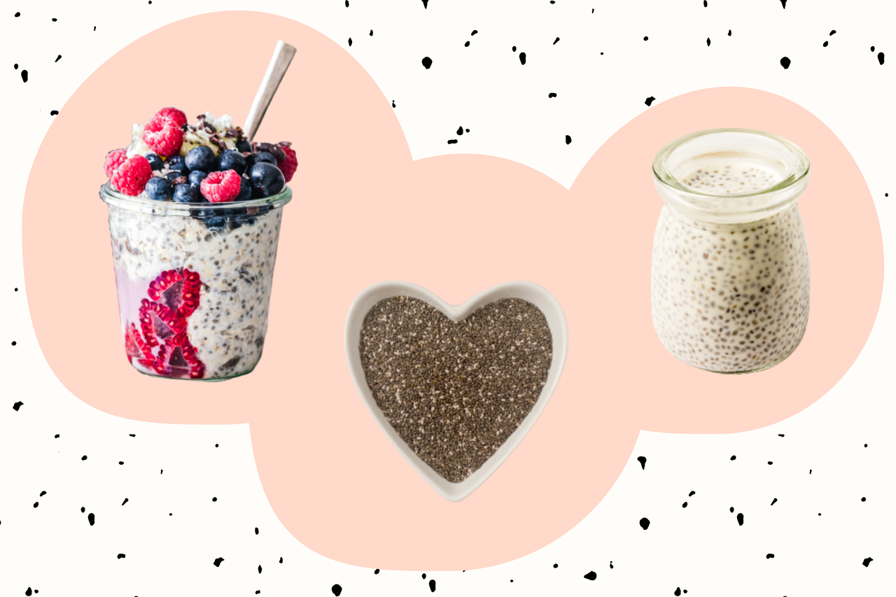 a collage showing chia seeds which are good for you