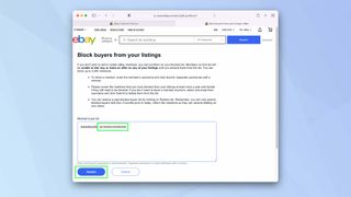 Screenshot of eBay blocked buyer list with two usernames highlighted