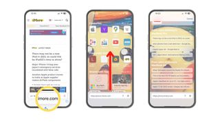 How to view tabs open on your other devices in Safari: Tap on the URL field, scroll to the bottom of the page, and select the correct device from the drop down menu to see tis open tabs.