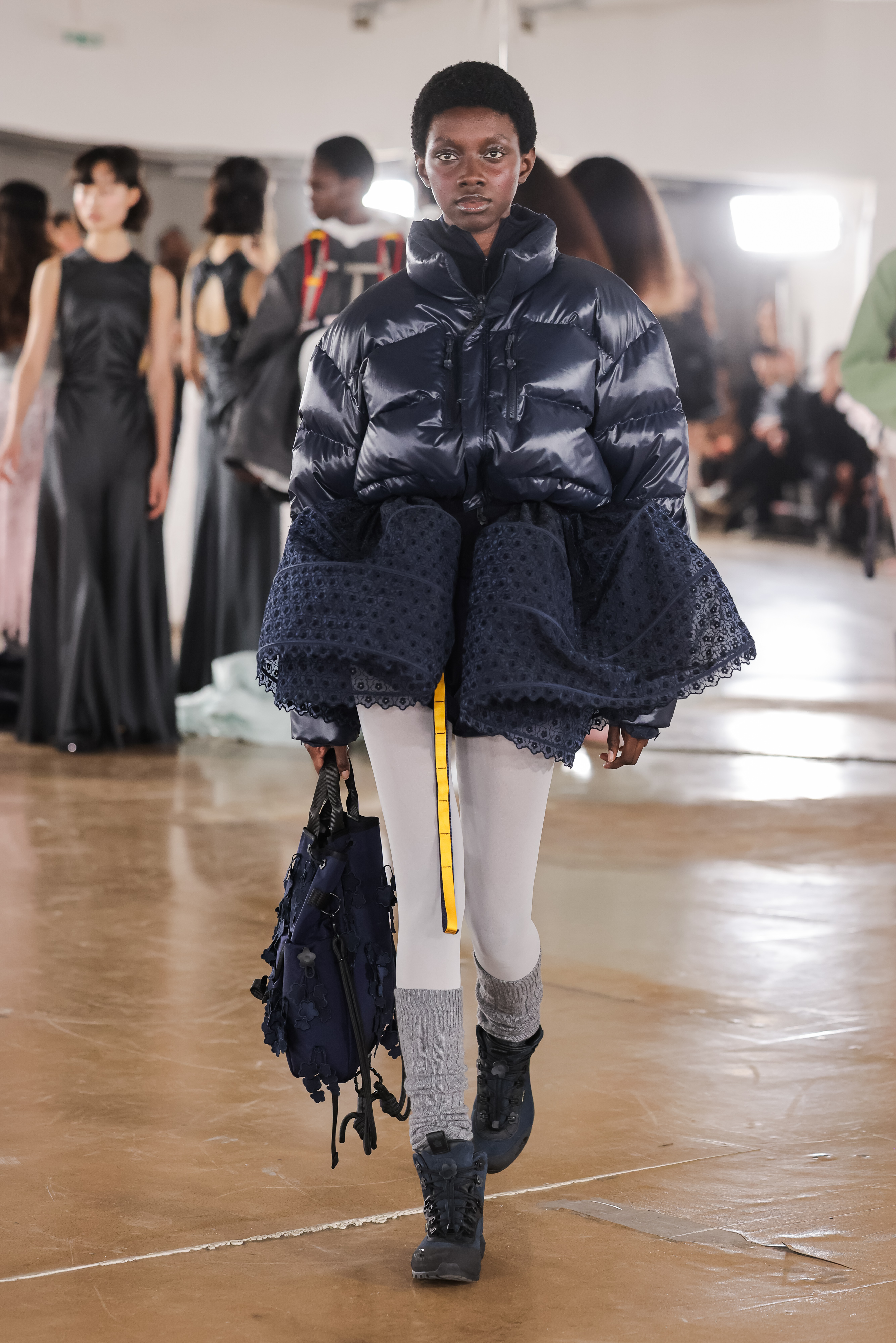 a model walking the cecilie bahnsen x north face runway