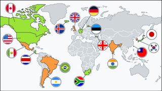 A world map of Avast VPN locations