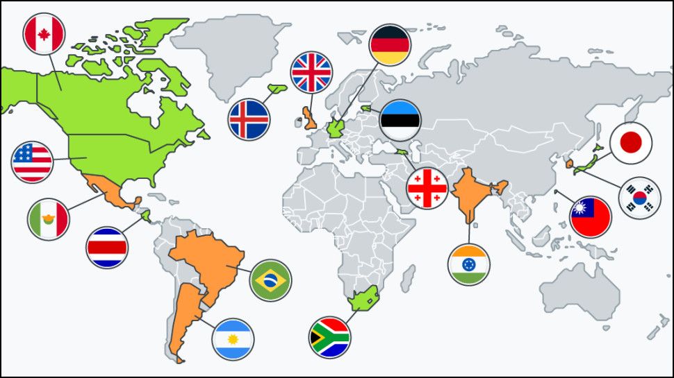 A world map of Avast VPN locations