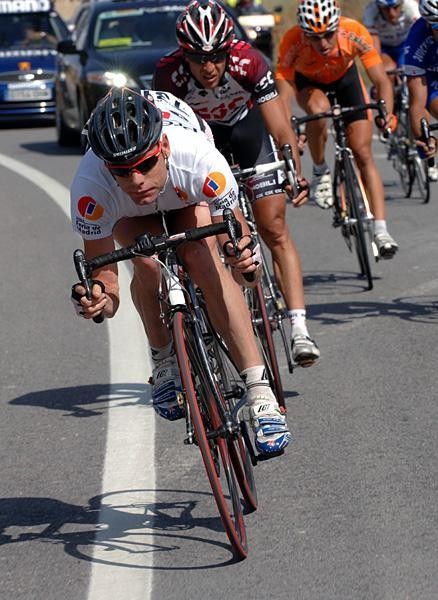 Cadel Evans (Predictor-Lotto) on the descent. He stayed with the leader's jersey group all the way to Granada