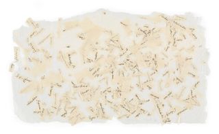 Howardena Pindell, Text, 1975 Ink on paper collage. Courtesy the artist, Garth Greenan Gallery and Victoria Miro