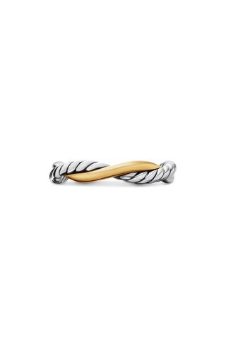 Petite Infinity Band Ring in Sterling Silver With 14k Yellow Gold