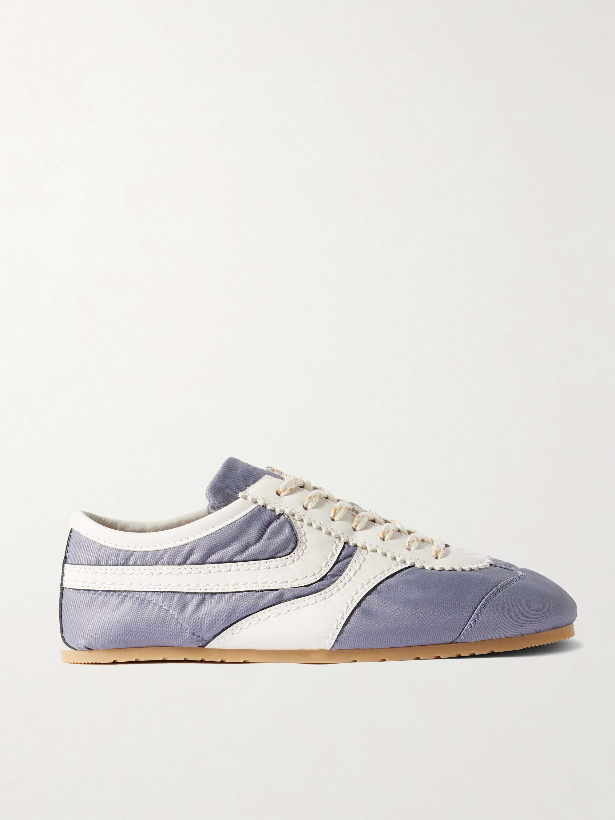 Leather-Trimmed Shell Sneakers
