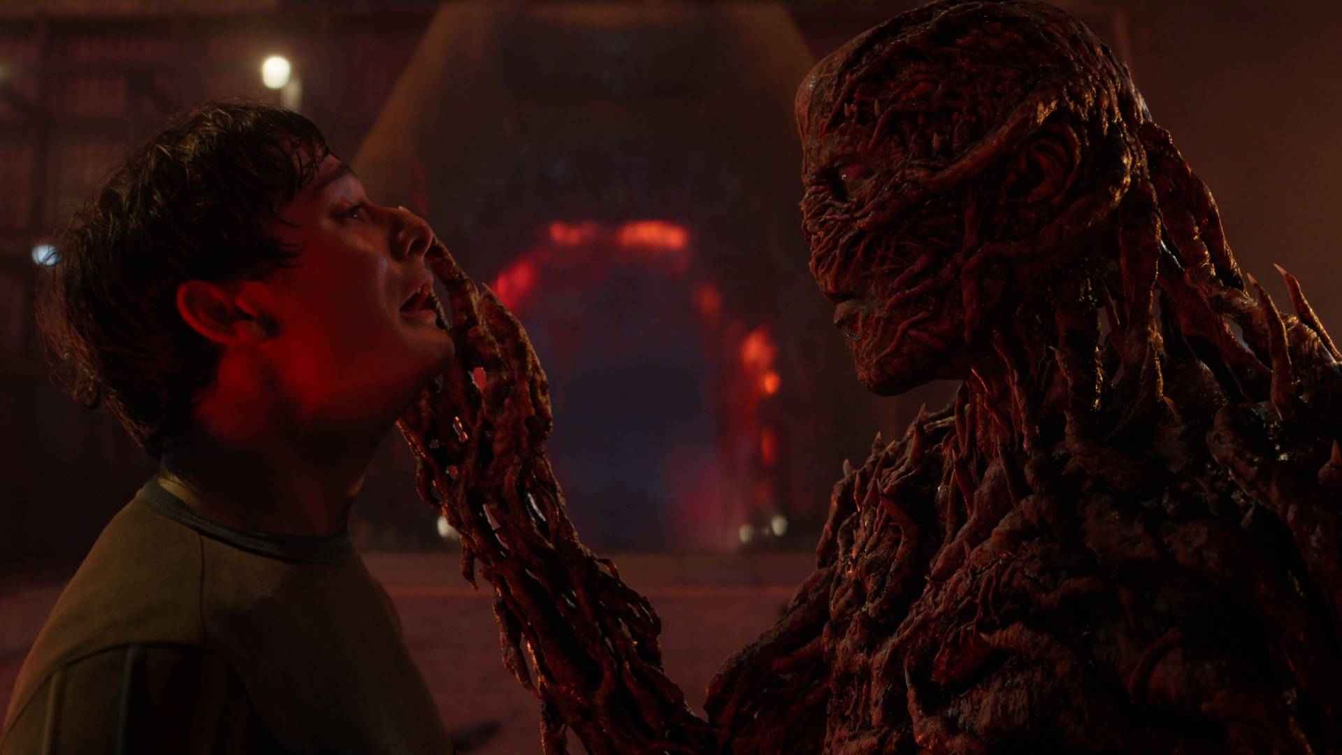 Noah Schnapp as Will Byers and Jamie Campbell Bower as Vecna in Stranger Things season 5