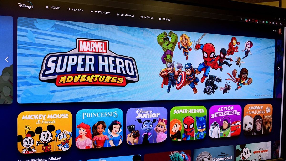 Disney+ kids profile home page on Chrome