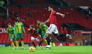 Bruno Fernandes scored from the spot at the second attempt