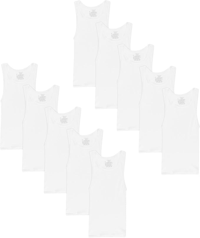 Hanes Boys' Undershirt Tank Top Pack &amp;ndash; Kids' Tank Undershirts &amp;ndash; Cool Comfort Moisture-Wicking Sleeveless Shirts, White - 10 Pack, Small