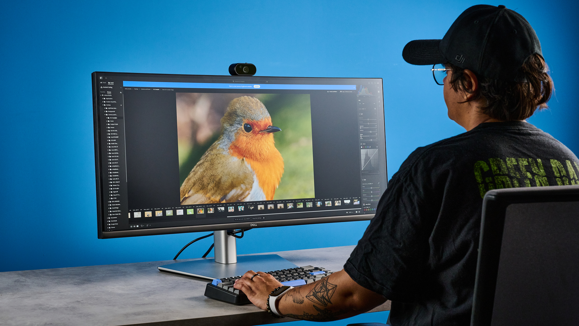 A black Dell Pro P3426WEV curved monitor for productivity