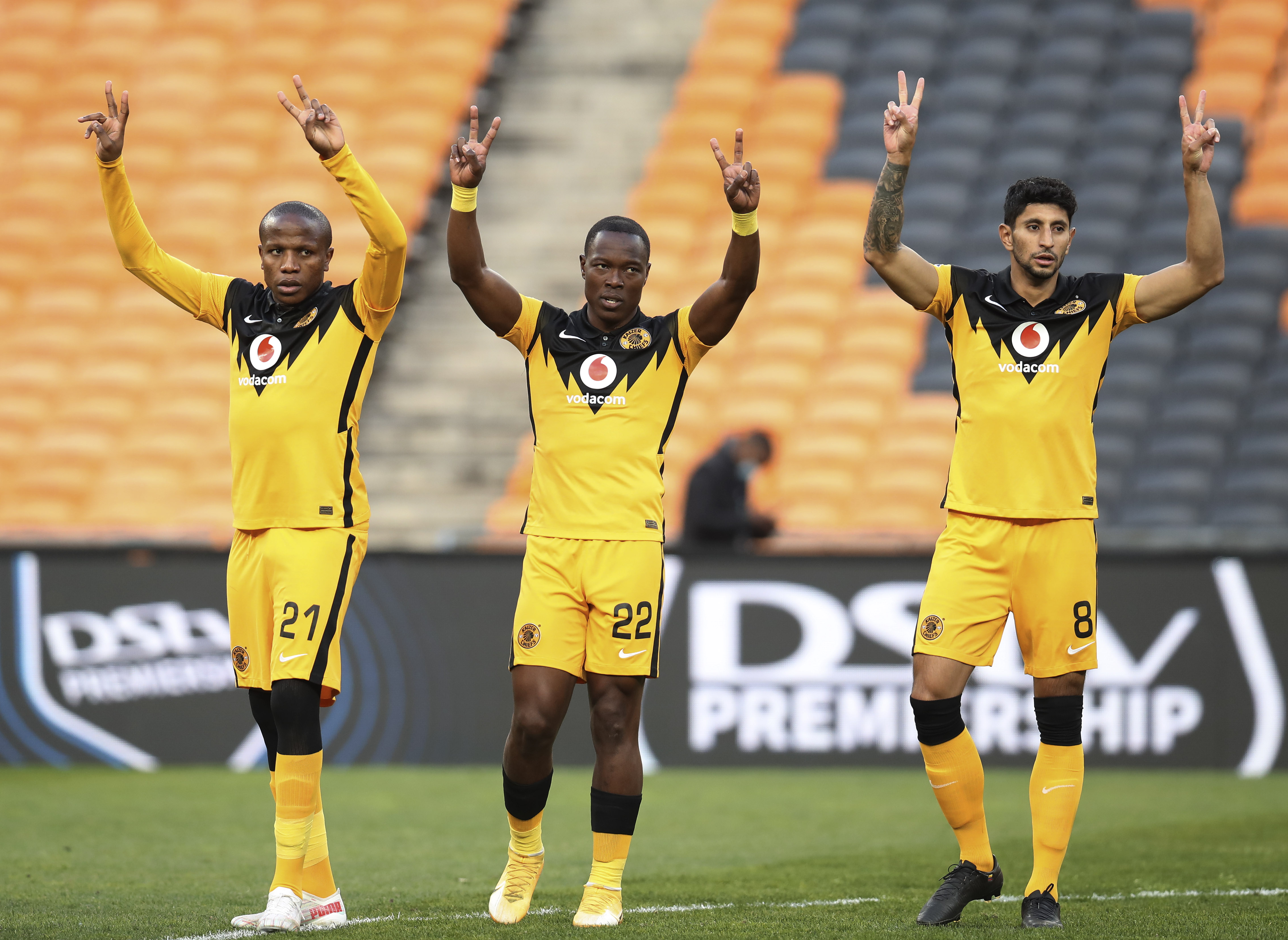 Lebogang Manyama, Philani Zulu an Leonardo Castro of Kaizer Chiefs