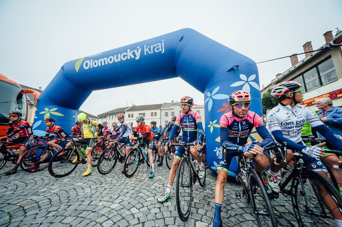 Riders wait for the stage start