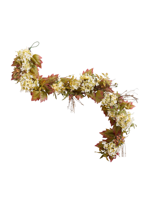Faux Oak Leaf and Hydrangea Garland