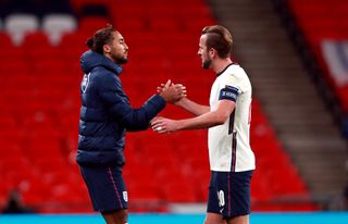 England’s Dominic Calvert-Lewin (left) and Harry Kane after the UEFA Nations League Group 2, League A match at Wembley Stadium, London