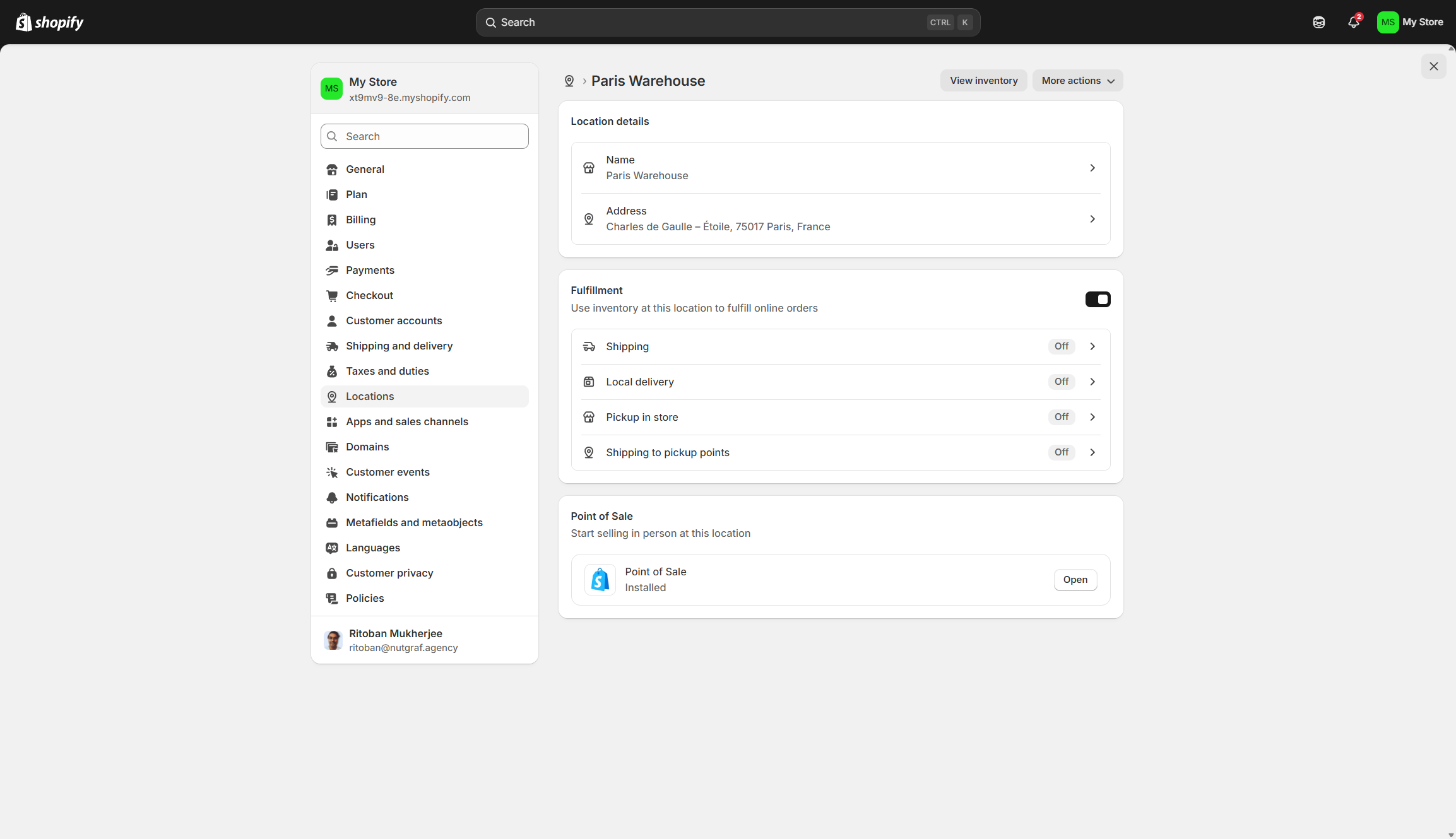 Screenshot of Shopify