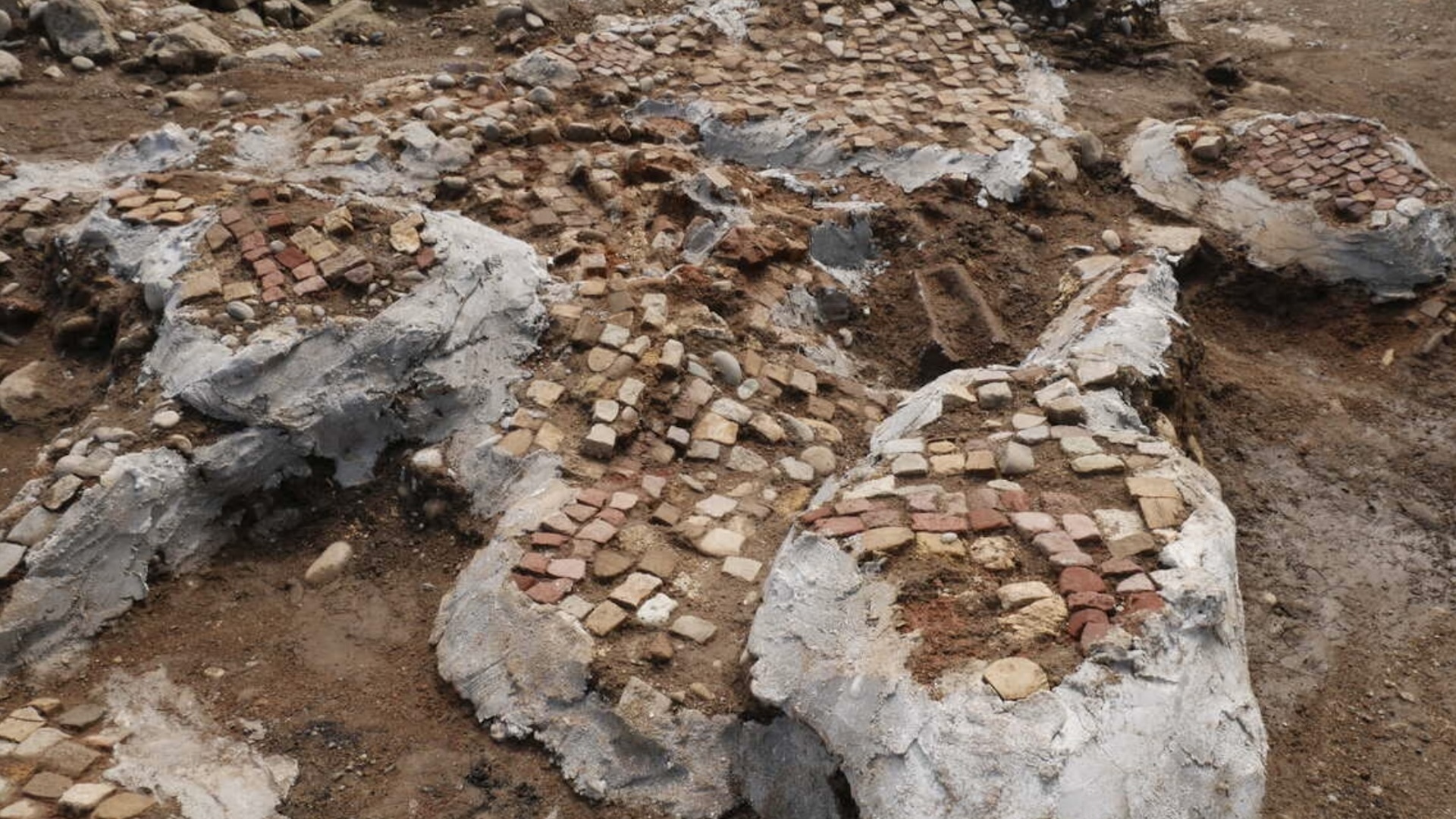 A photo of an excavated mosaic