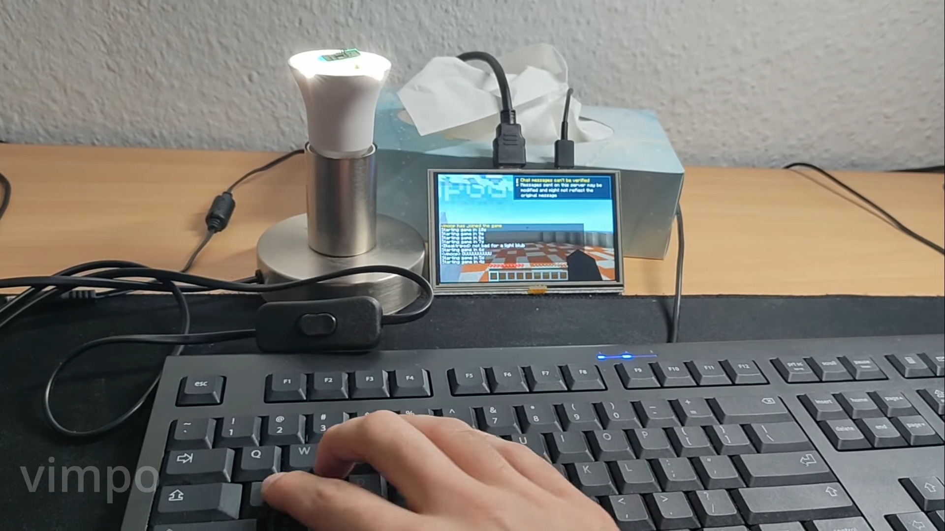 A Minecraft server running on a smart lightbulb