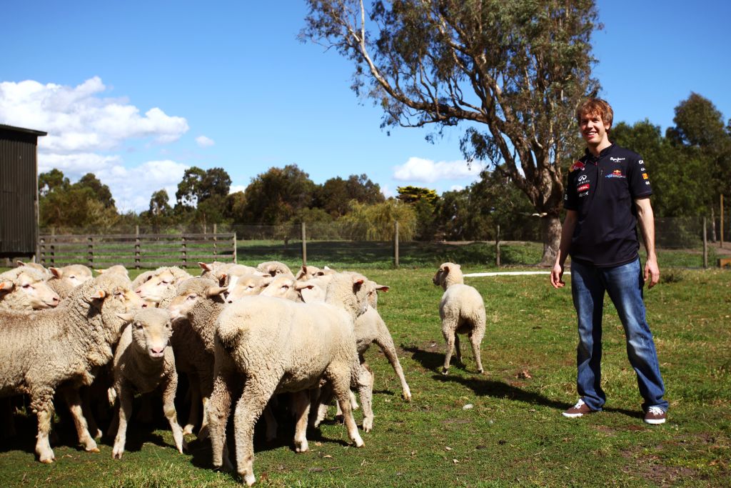 Sebastian Vettel at a farm