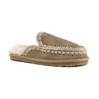 grey fluffy lined suede slippers