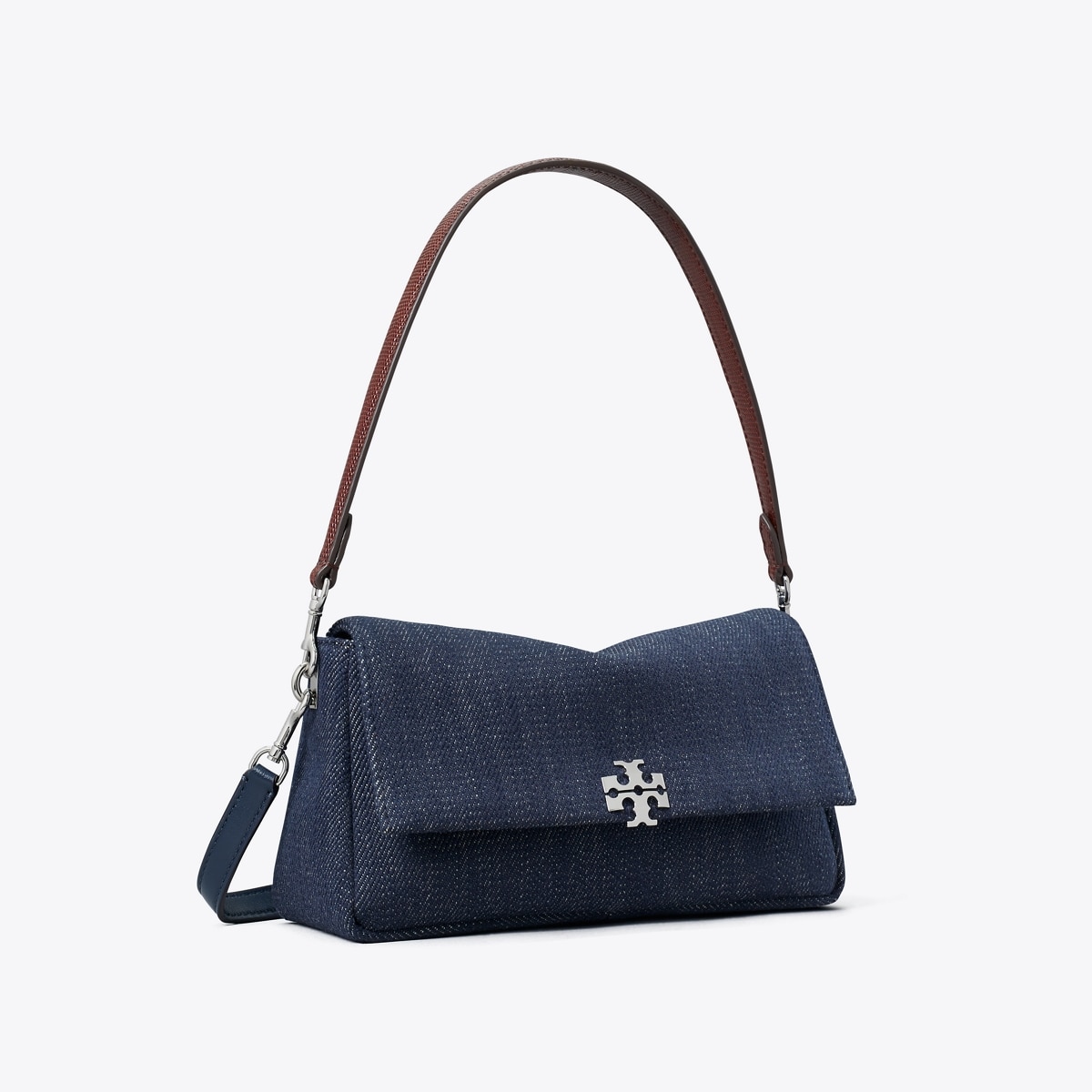 Small Charlie Denim Shoulder Bag in Blue, Size Os