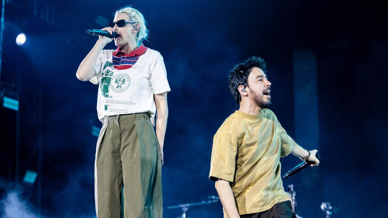 Linkin Park onstage in 2026