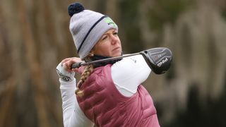 Amy Olson takes a shot in the 2020 US Women's Open