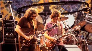  Jerry Garcia and Bob Weir performing with the Grateful Dead at the Greek Theater in Berkeley on September 13, 1981