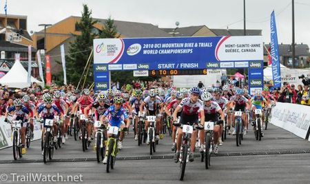 The elite women's start on pavement