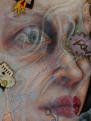 Detail of Portrait of a Boy in Glass II, 2016 – 2017, by Anj Smith, oil on linen