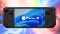 a Steam Deck with Windows 11 on its screen
