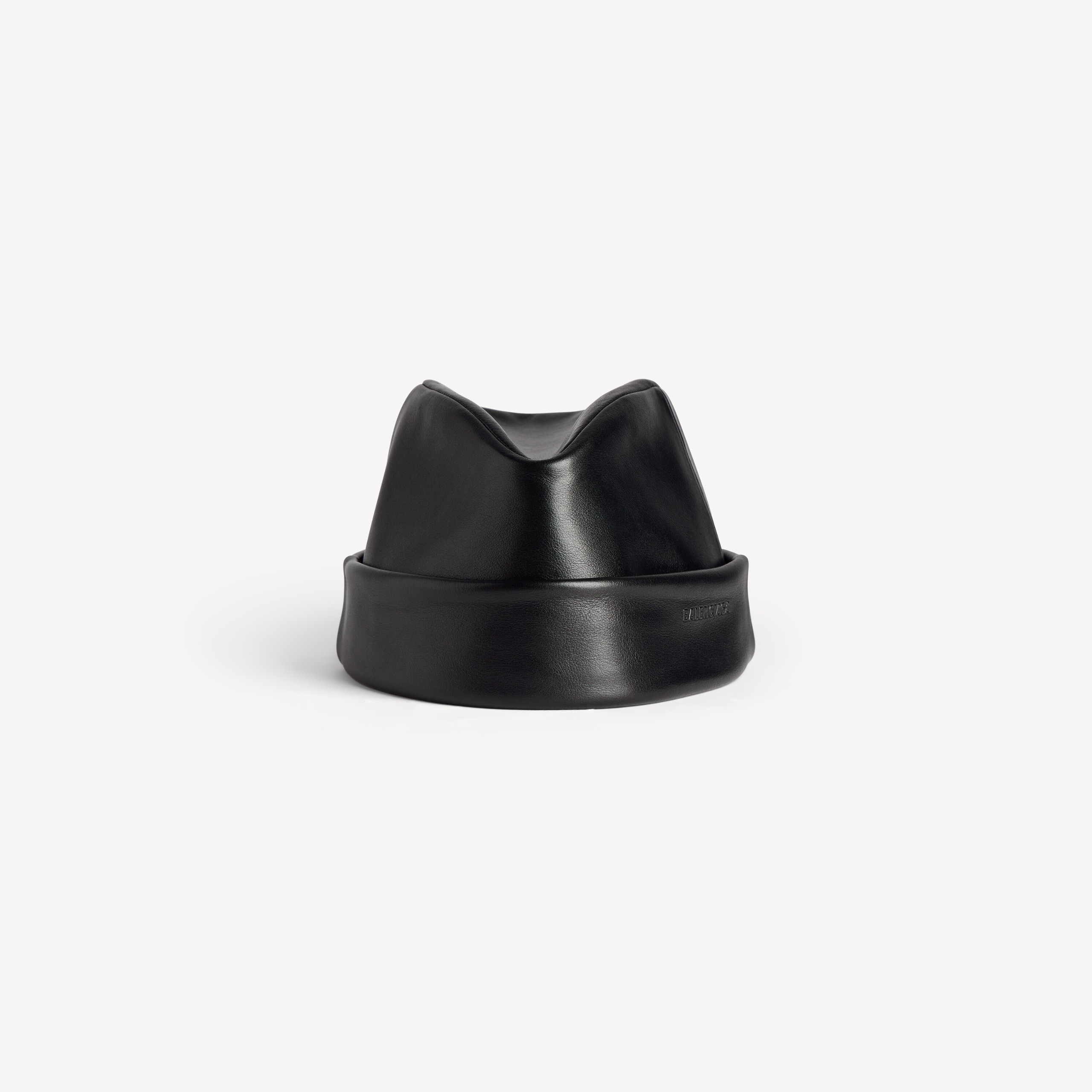 Men's Leather Beanie in Black
