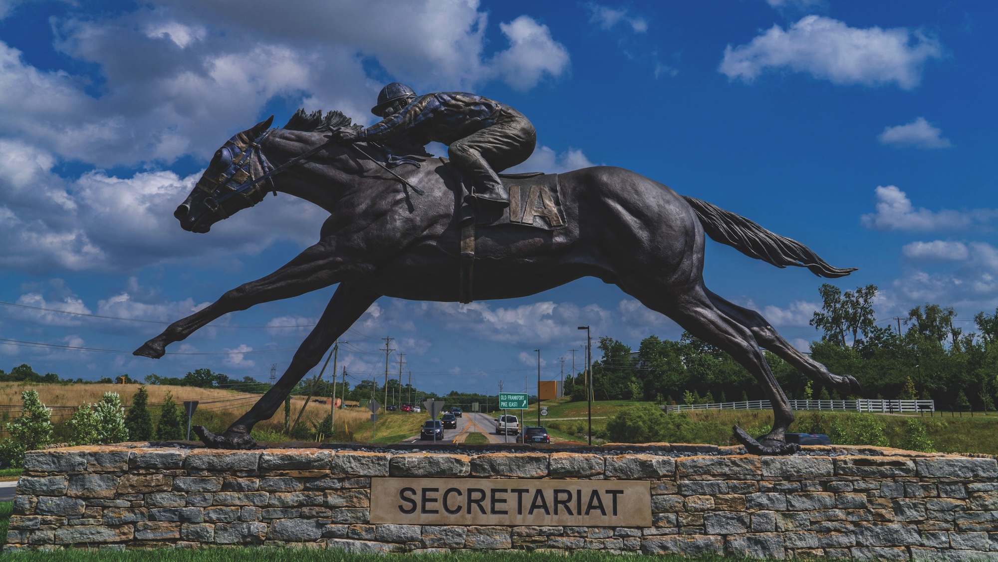 A sculpture of American racehorse Secretariat