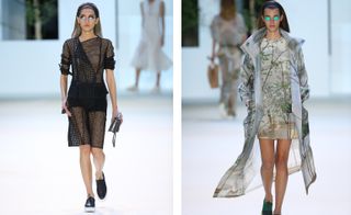 The set's tranquil greenery also took over the collection's prints