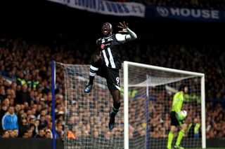 ONDON, ENGLAND - MAY 02: Papiss Cisse of Newcastle celebrates after scoring the opening goal during the Barclays Premier League match between Chelsea and Newcastle United at Stamford Bridge on May 2, 2012 in London, England. (Photo by Julian Finney/Getty Images)