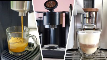 Split image of three espresso machines