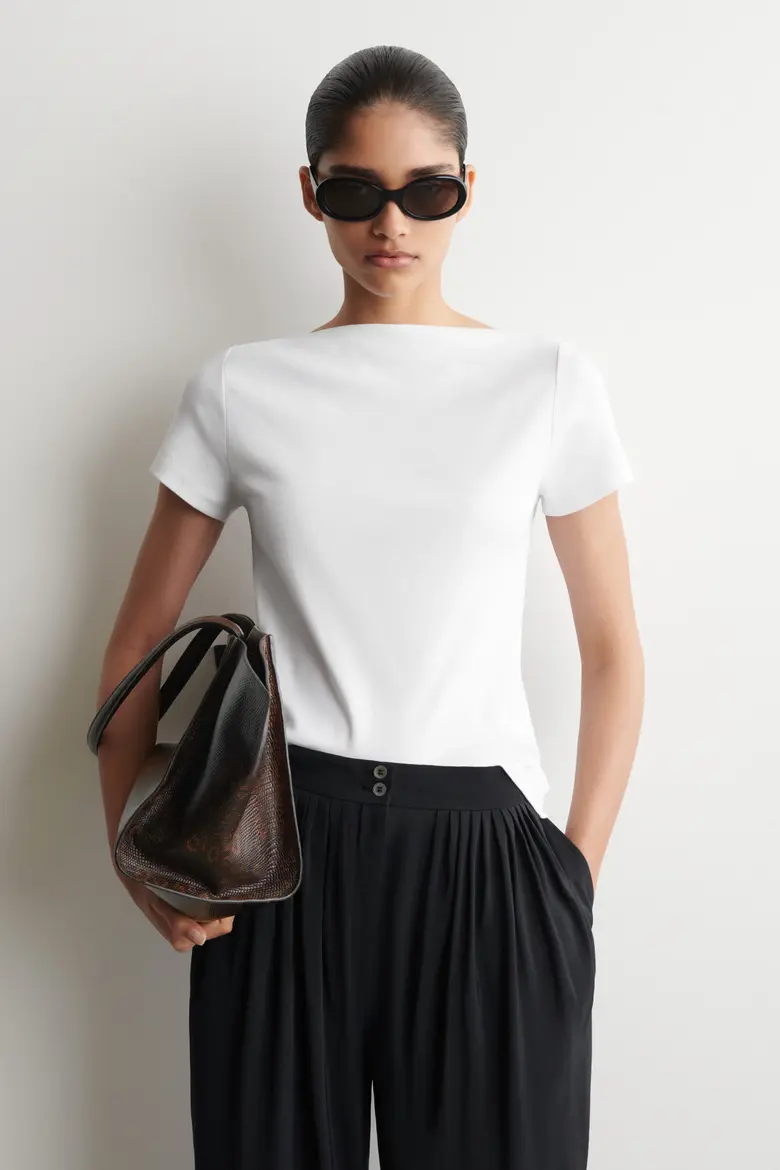Slim Boat-Neck Cotton T-Shirt