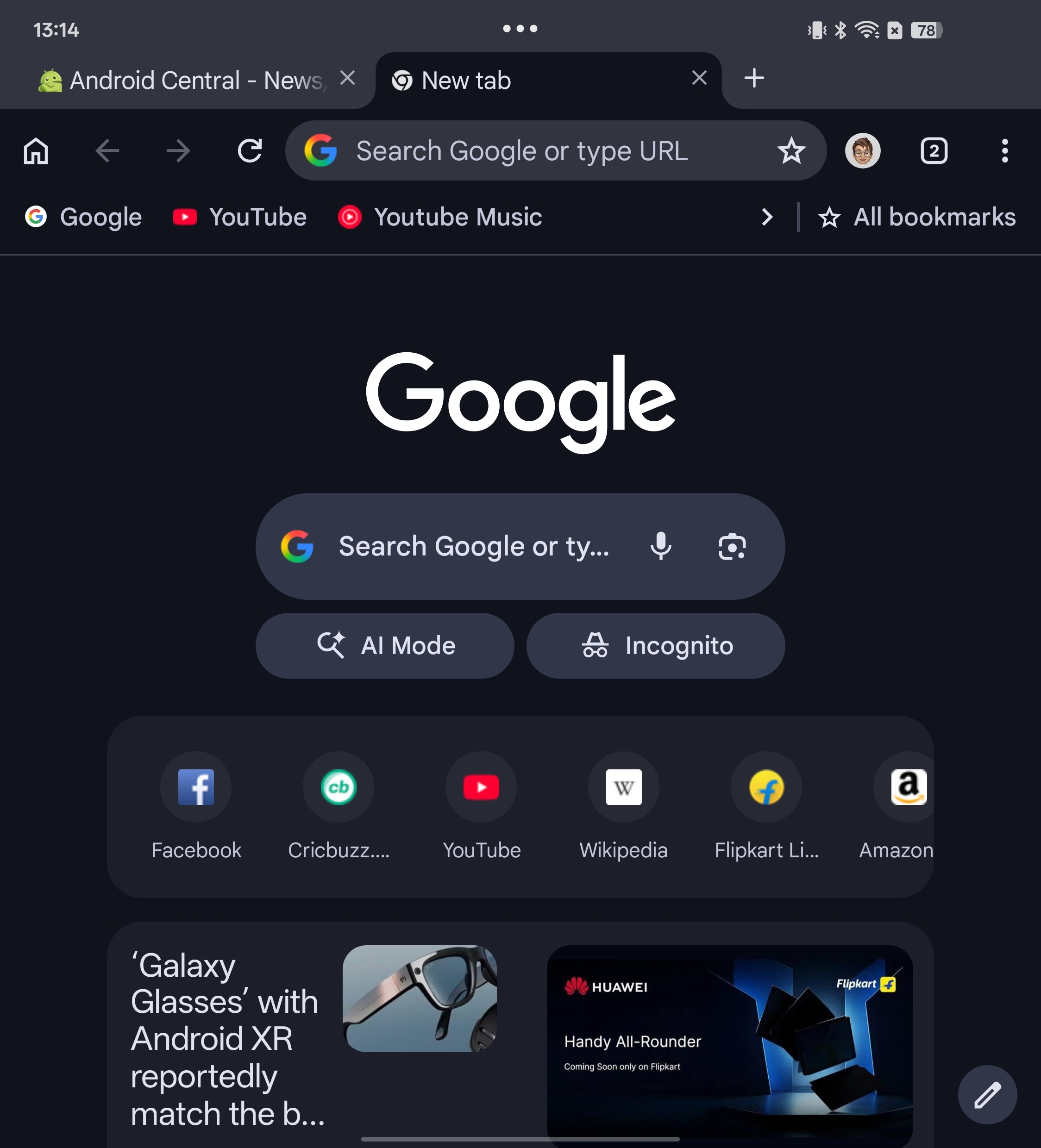  Chrome Bookmark Bar on Android