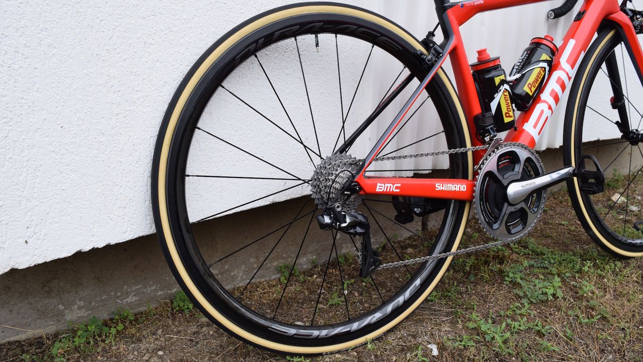 Porte generally opts for the Dura-Ace C24 rim depth wheels
