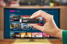 NowTV pass: stick held up in front of TV
