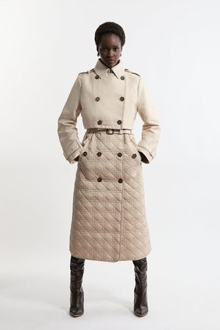 Hybrid Quilted Belted Trench Coat