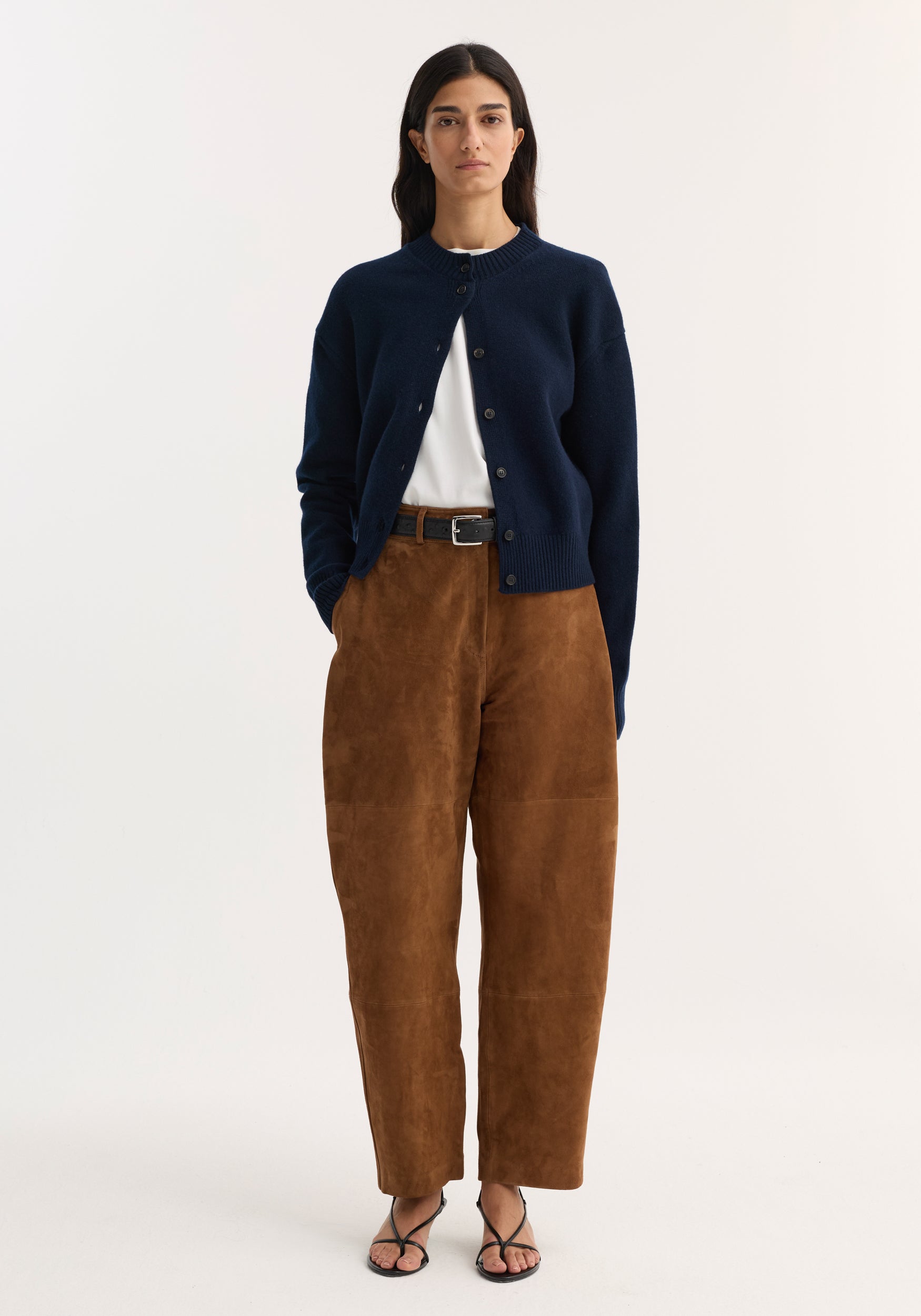 Sculptural Suede Trousers | Tobacco