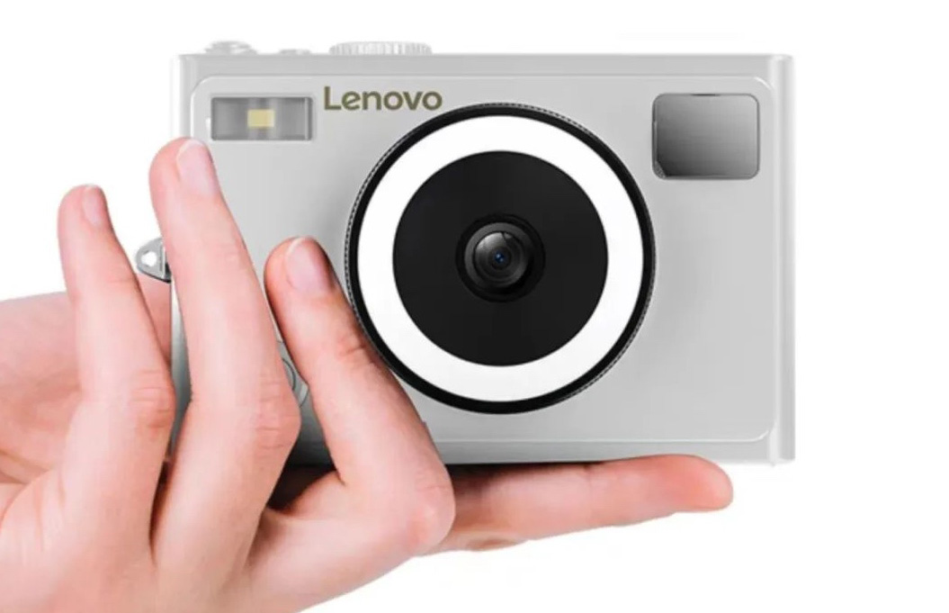 Lenovo C55 product image on white background with hand holding C55 camera