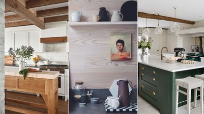 Three kitchen designs side by side