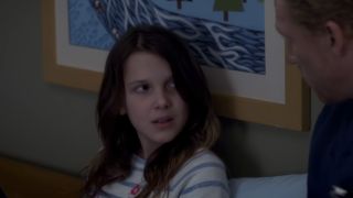 Millie Bobby Brown talking to Hunt on Grey's