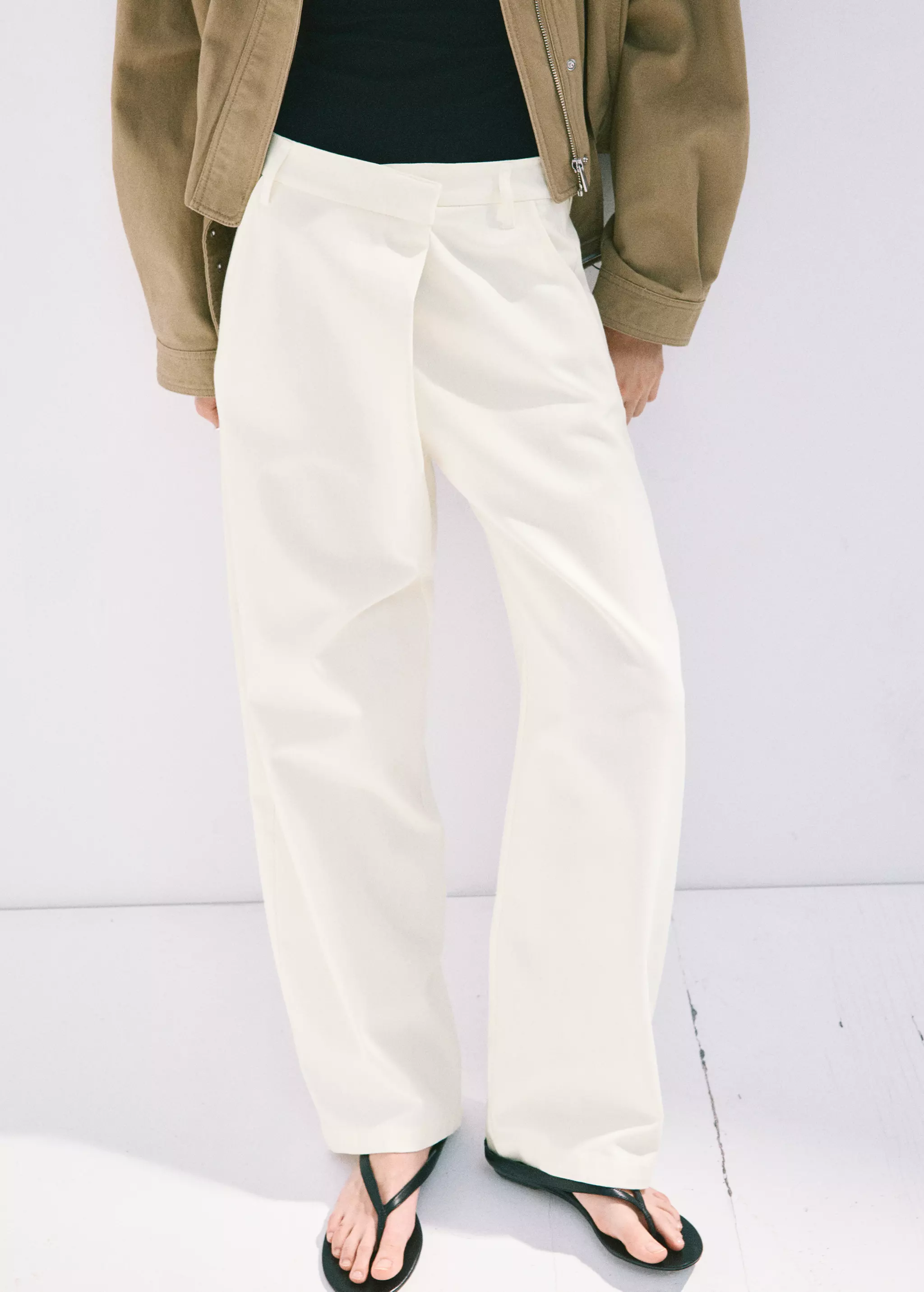 Asymmetric Cotton Trousers - Women | Mango United Kingdom