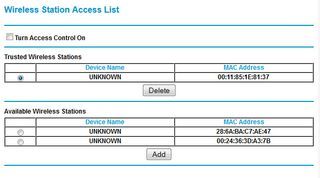 security using mac access list for wireless