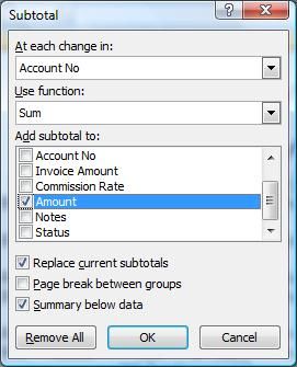 Excel Tutorial 1 - Create a subtotal based on the amount
